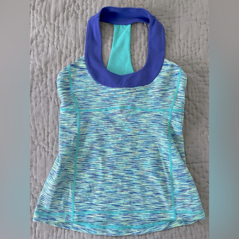 Lululemon Athletica Blue & Purple Wee Are From Space Scoop Neck Tank Top Size 6